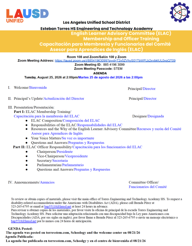 ELAC Membership Officer Training