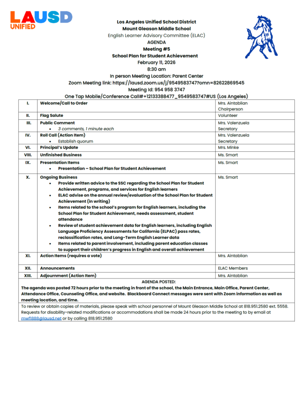 English Learner Advisory Committee Meeting