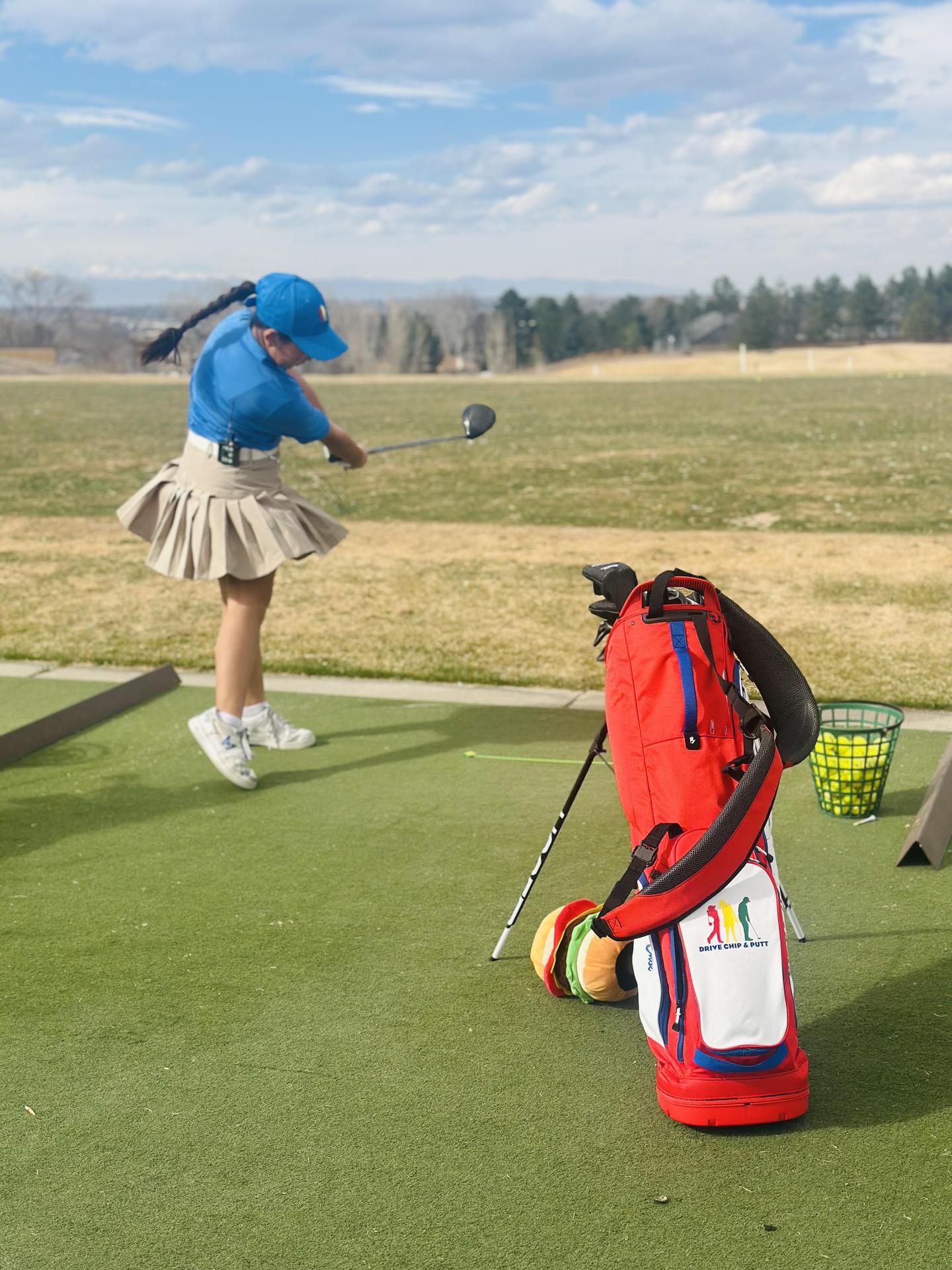 Shepherd on golf tee box