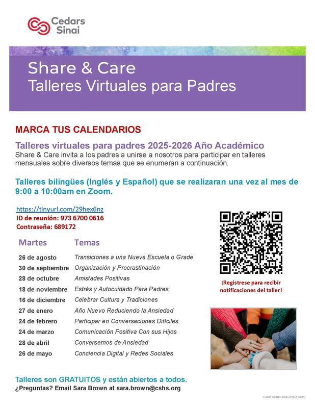 Virtual Parent Workshops for 2025-2026 School Year- Spanish