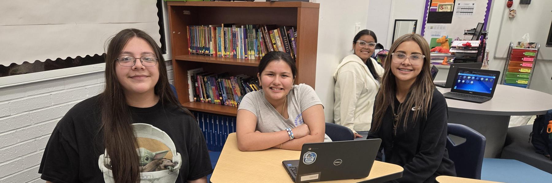 Students working together in class