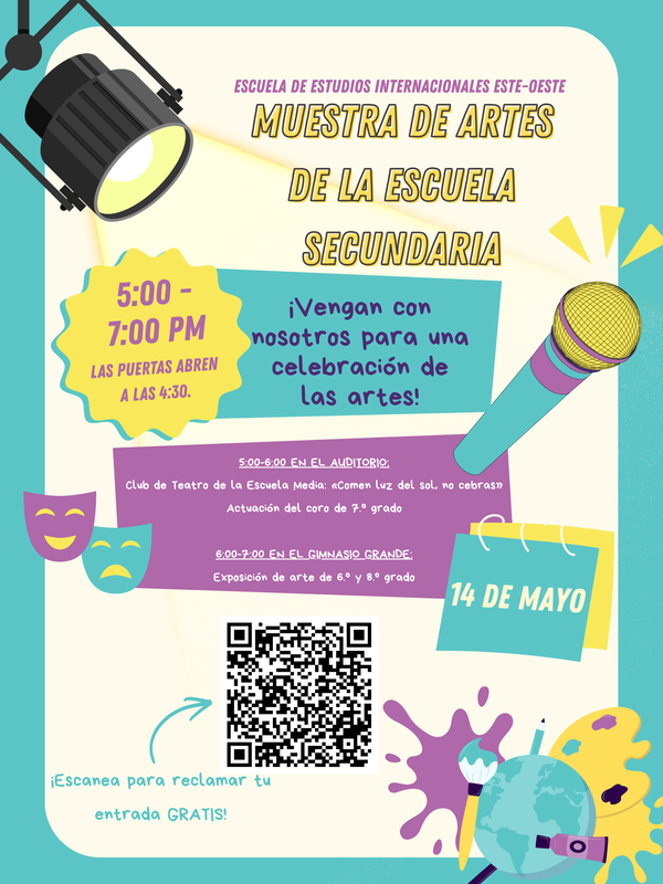Middle School Arts Showcase on May 14 Spanish Flyer