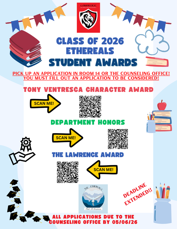 8th Grade Awards Applications are Due Wednesday.