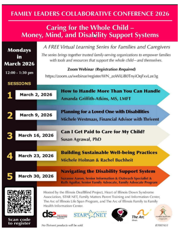 Event flyer for the Family Leaders Collaborative Conference 2026 with schedule details.