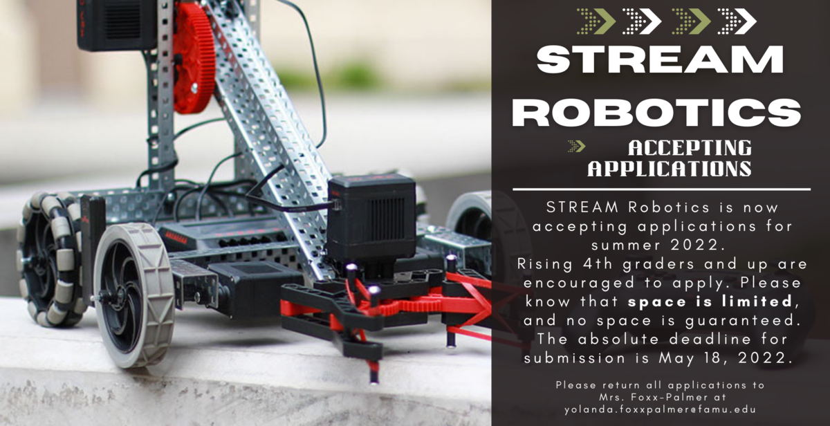 STREAM Robotics Summer Applications Now Accepted Flyer