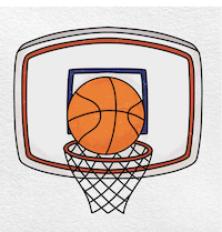 illustration of a basketball going into a basket