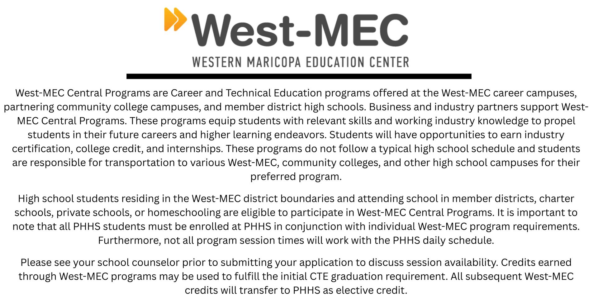 graphic that says "west mec" w/ details