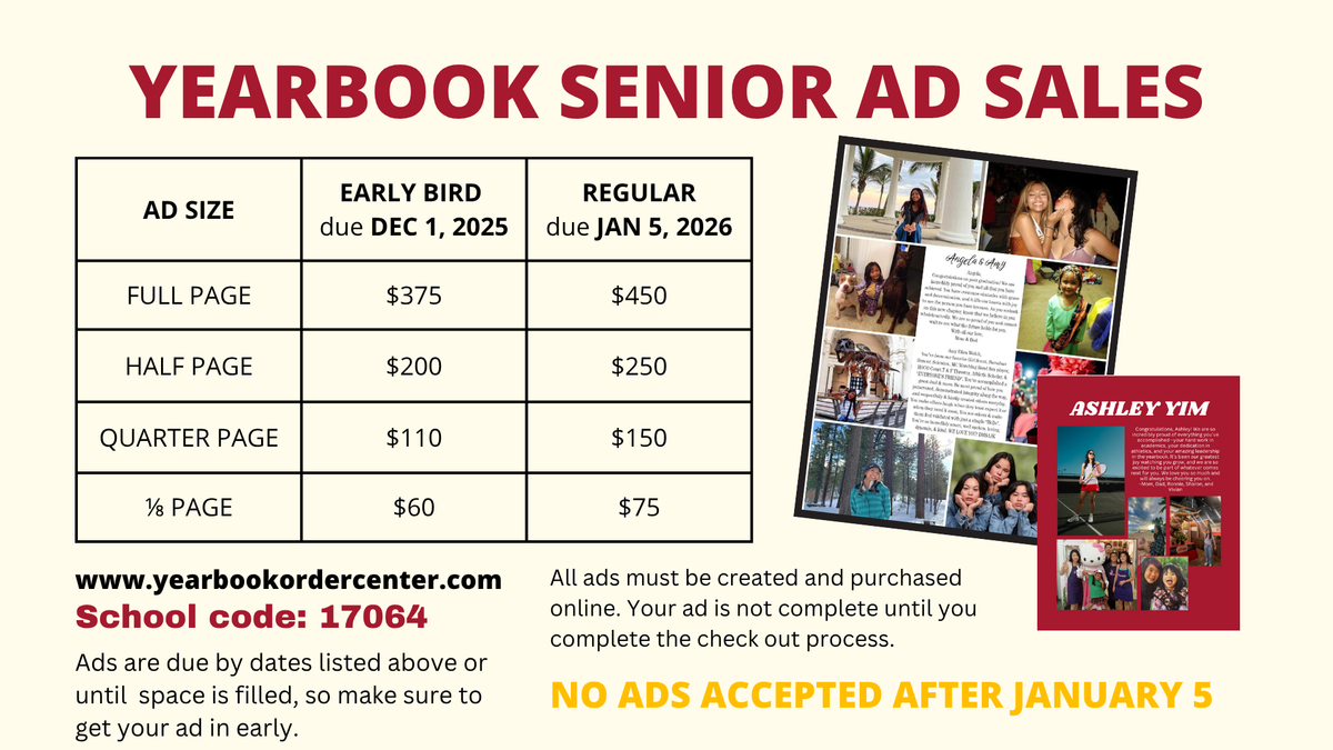 Yearbook Senior Ad Pricing