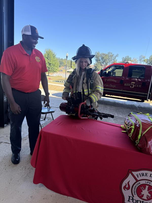 Student in firemen gear
