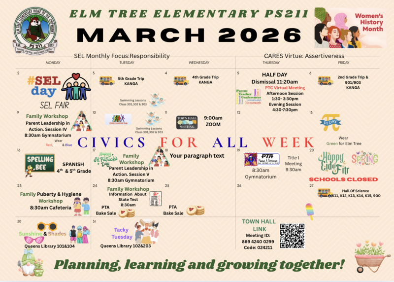 English Calendar March