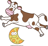 Cow jumping over the moon clipart