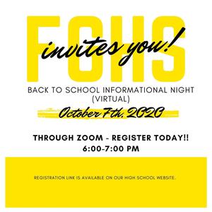 FGHS Back to School night flyer