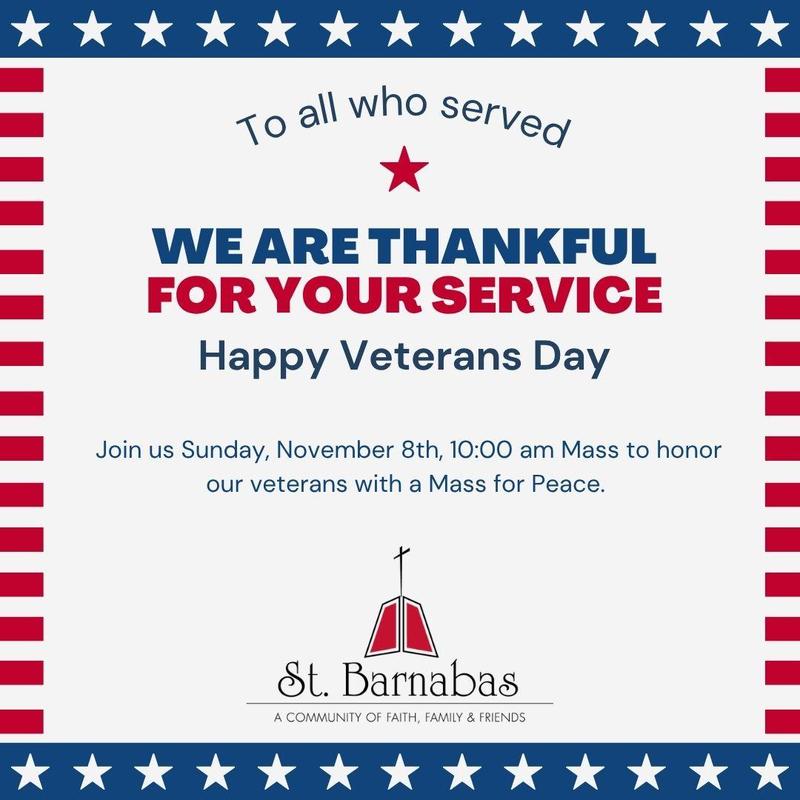 Veterans Day Mass - Nov 8 Featured Photo
