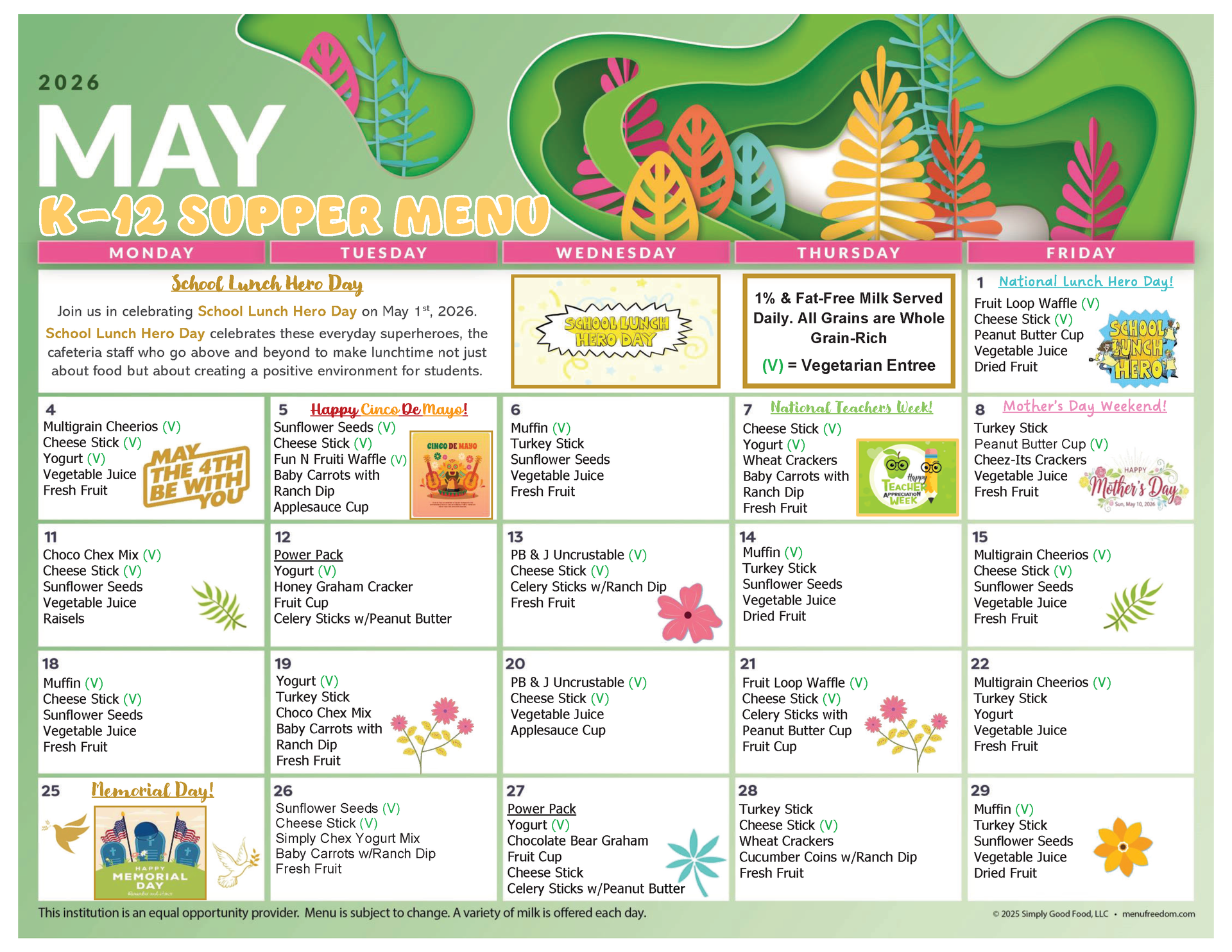 K-12 Supper Menu (click to view)
