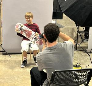 Student with skateboard