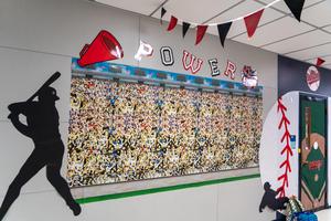 Third grade hallway decorated with Texas Tech University Sports.