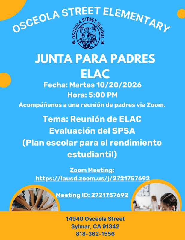 ELAC Parent Meeting 10/20/26