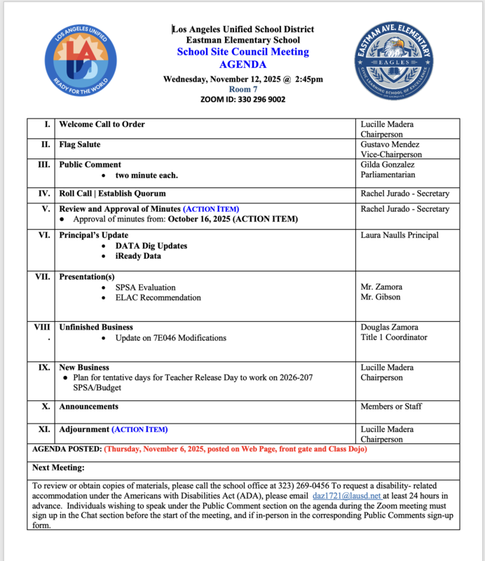 SSC Agenda 11/12/25