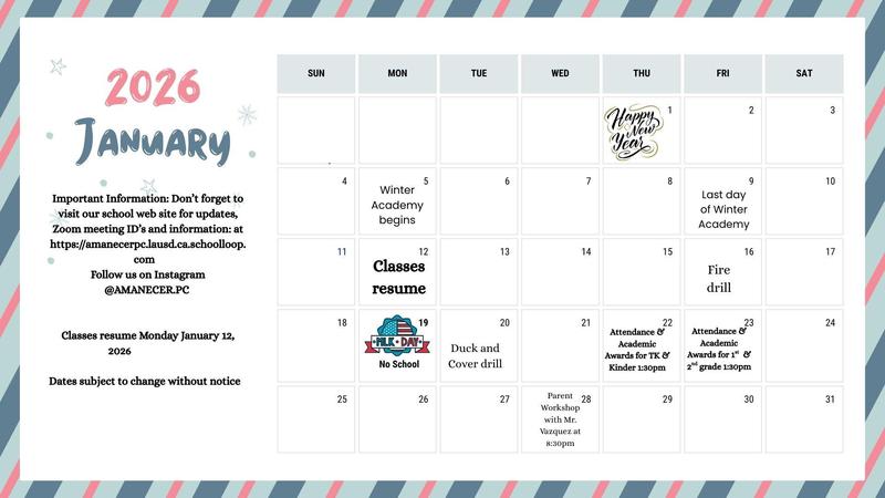 January Calendar