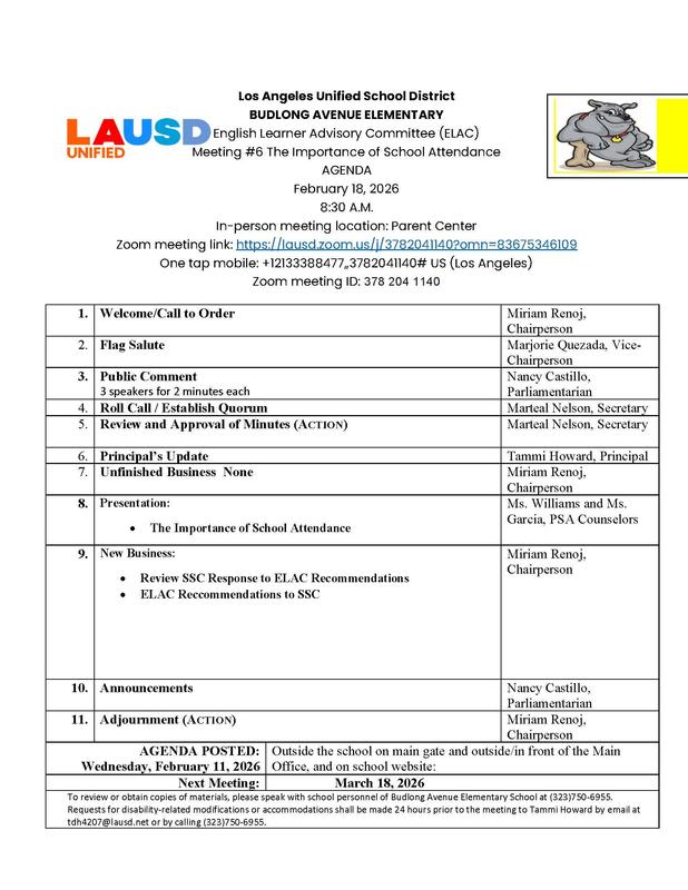 ELAC AGENDA #6 English