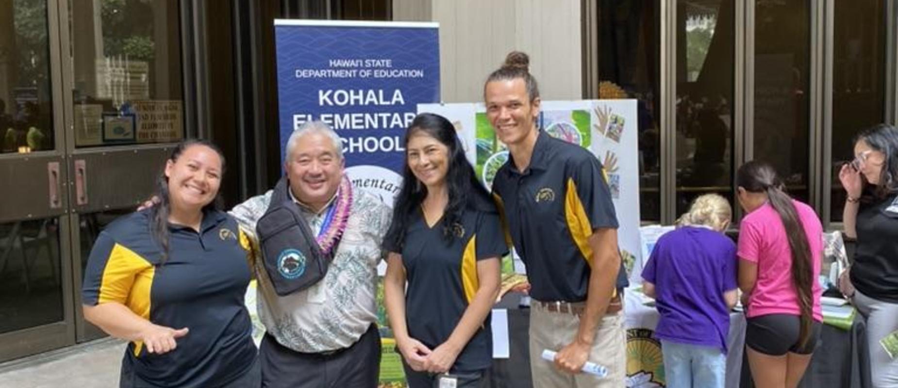 Principal Loyola, Uncle Nick and Ms. Kainoa with Superintendent Hayashi at Education Week at the Capitol