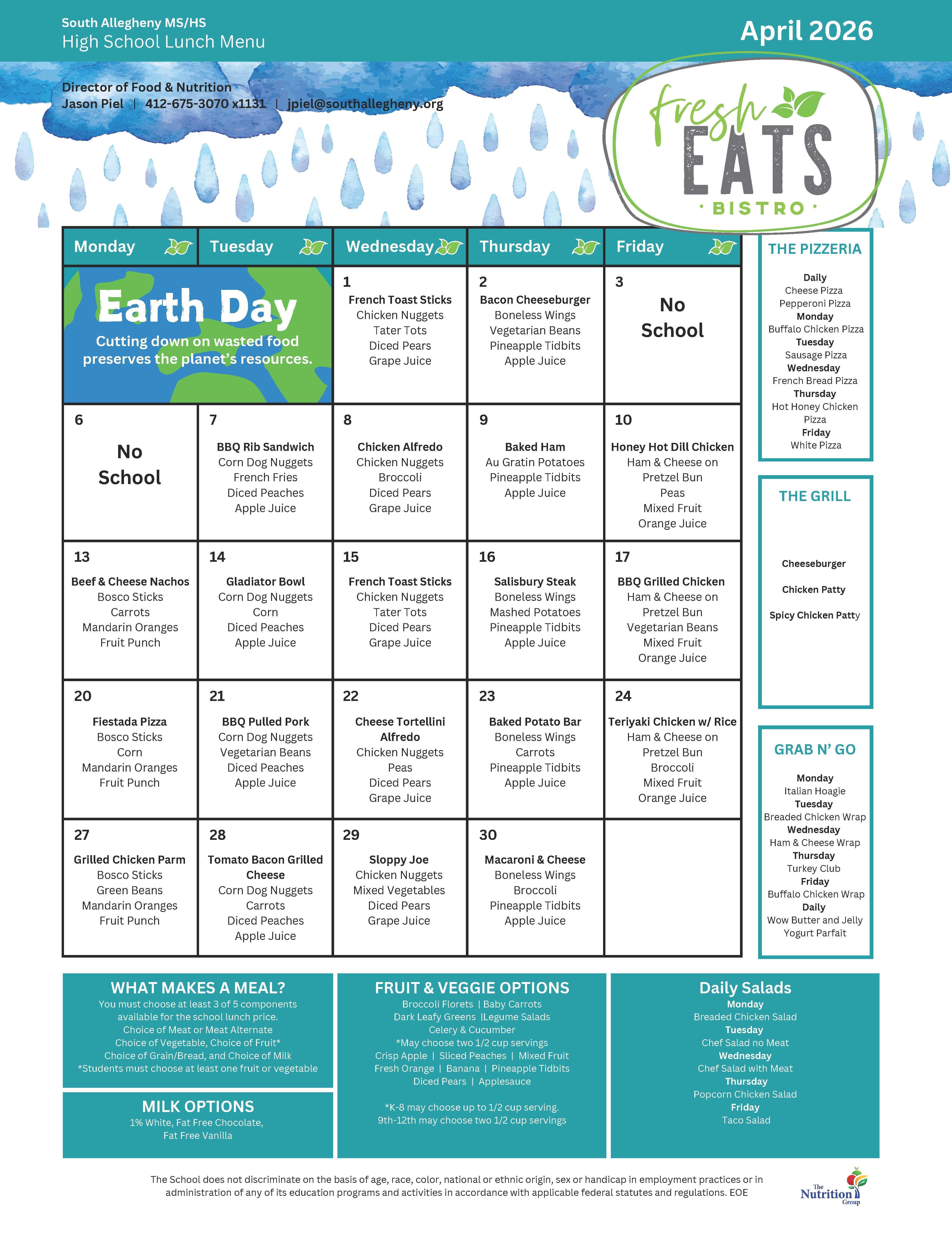 HSMS Lunch Menu April 2026