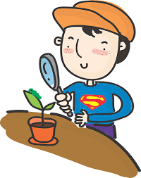 Clip art of child holding magnifying glass