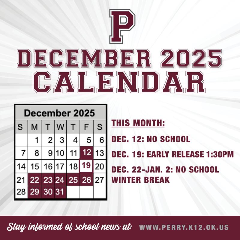 PERRY SCHOOLS DECEMBER CALENDAR 2025
