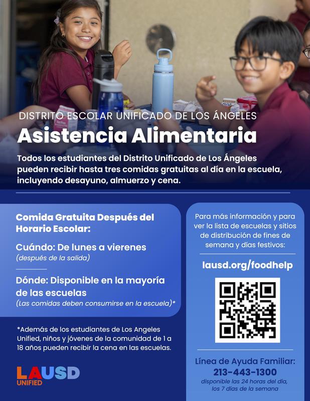 Cena LAUSD para niños