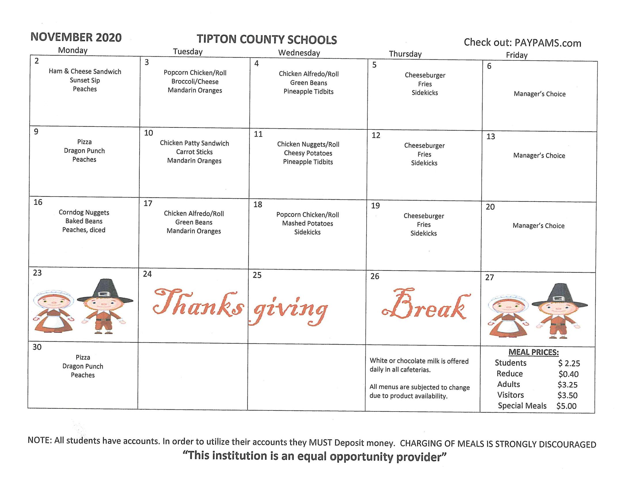 Lunch Menu Students Tipton County