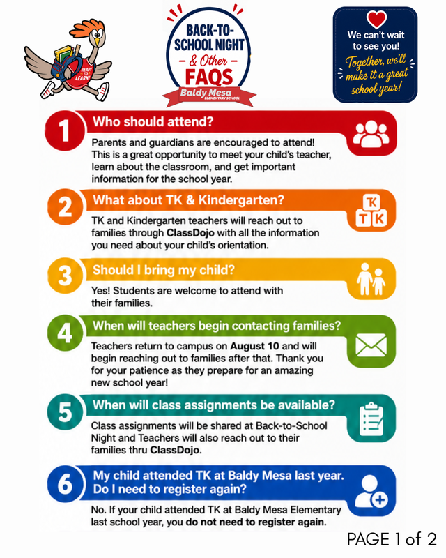 Back-to-School Night and Other Frequently Asked Questions (FAQs)