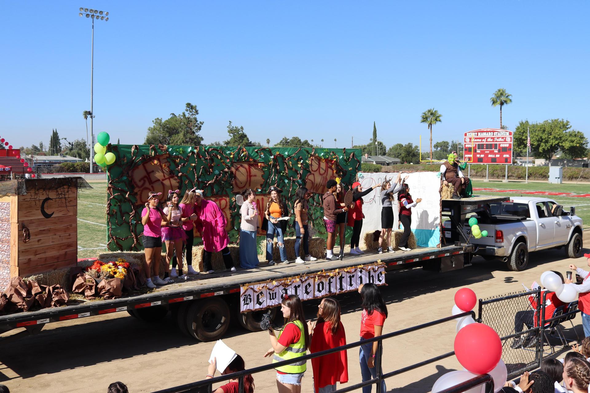 students and staff at the homecoming rally