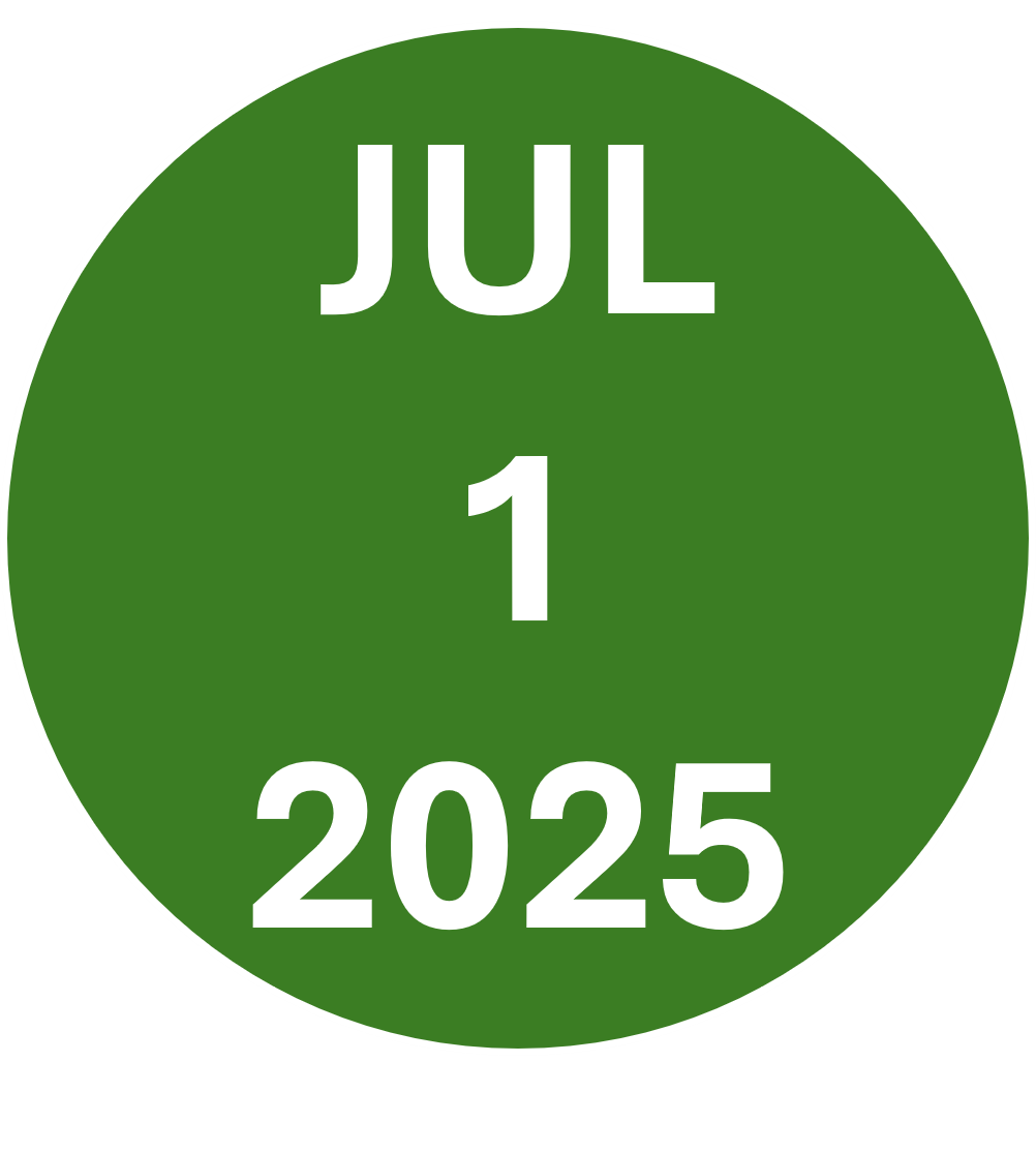 Circle with July 1 2025