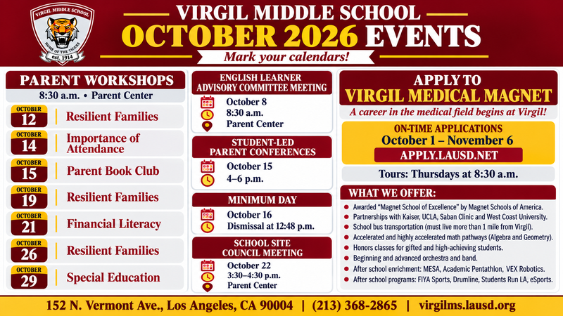 October Events - Magnet/SAS Enrollment Open