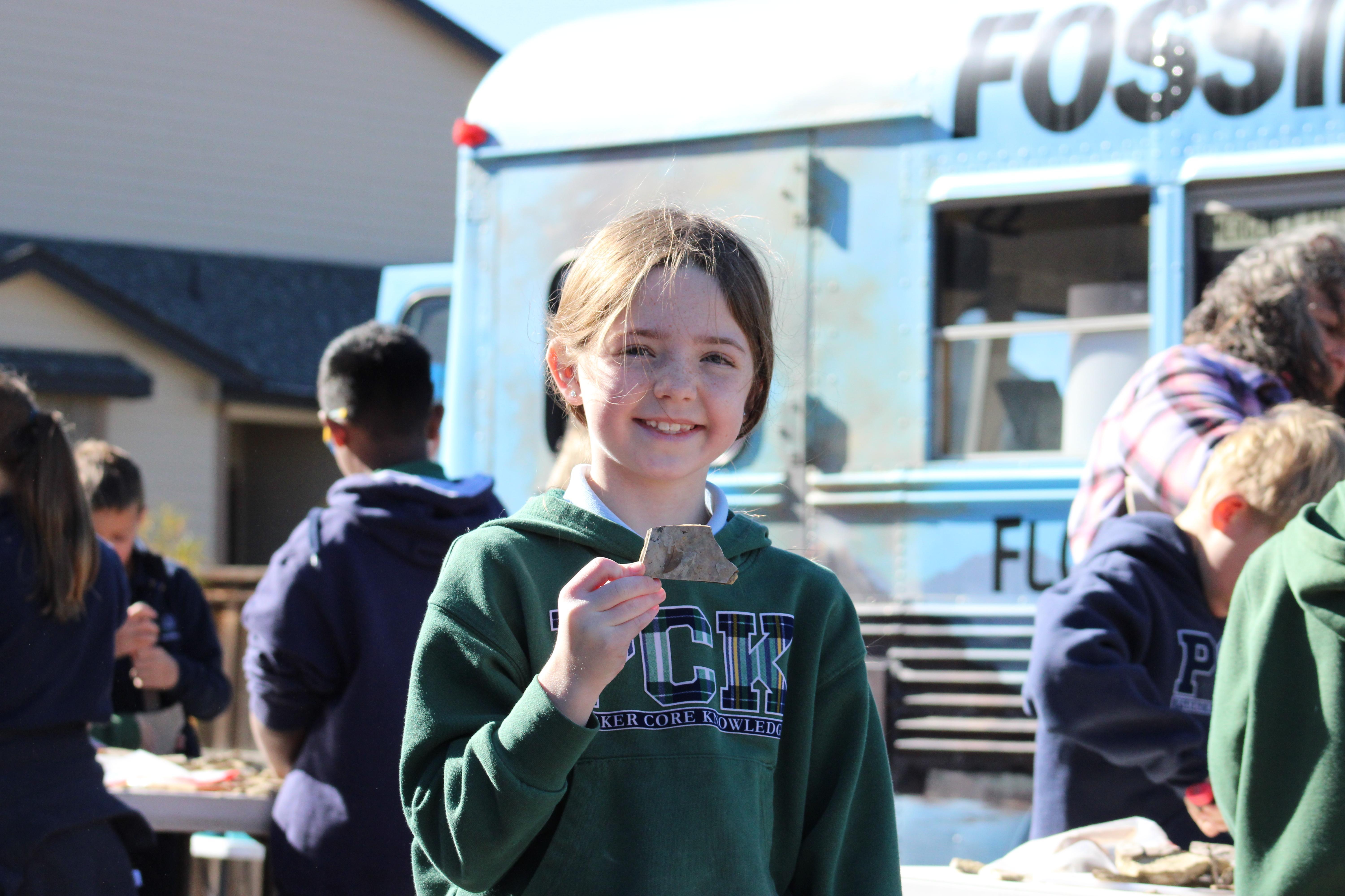 PCK student during fossil truck in-house field trip