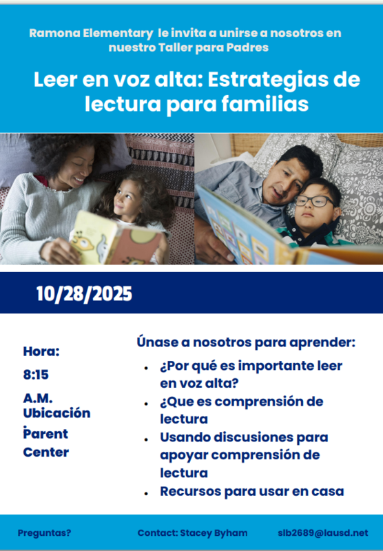 Read Aloud Parent Workshop Spanish
