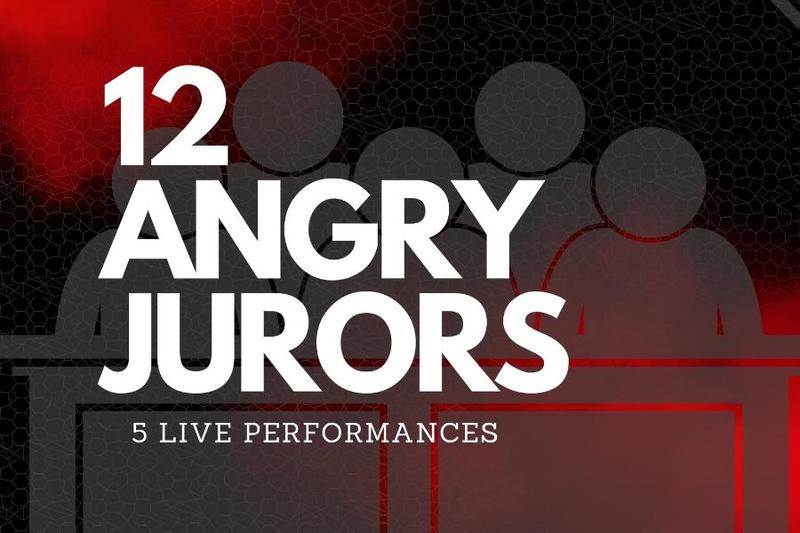 graphic of jurors and title of performance 12 angry jurors