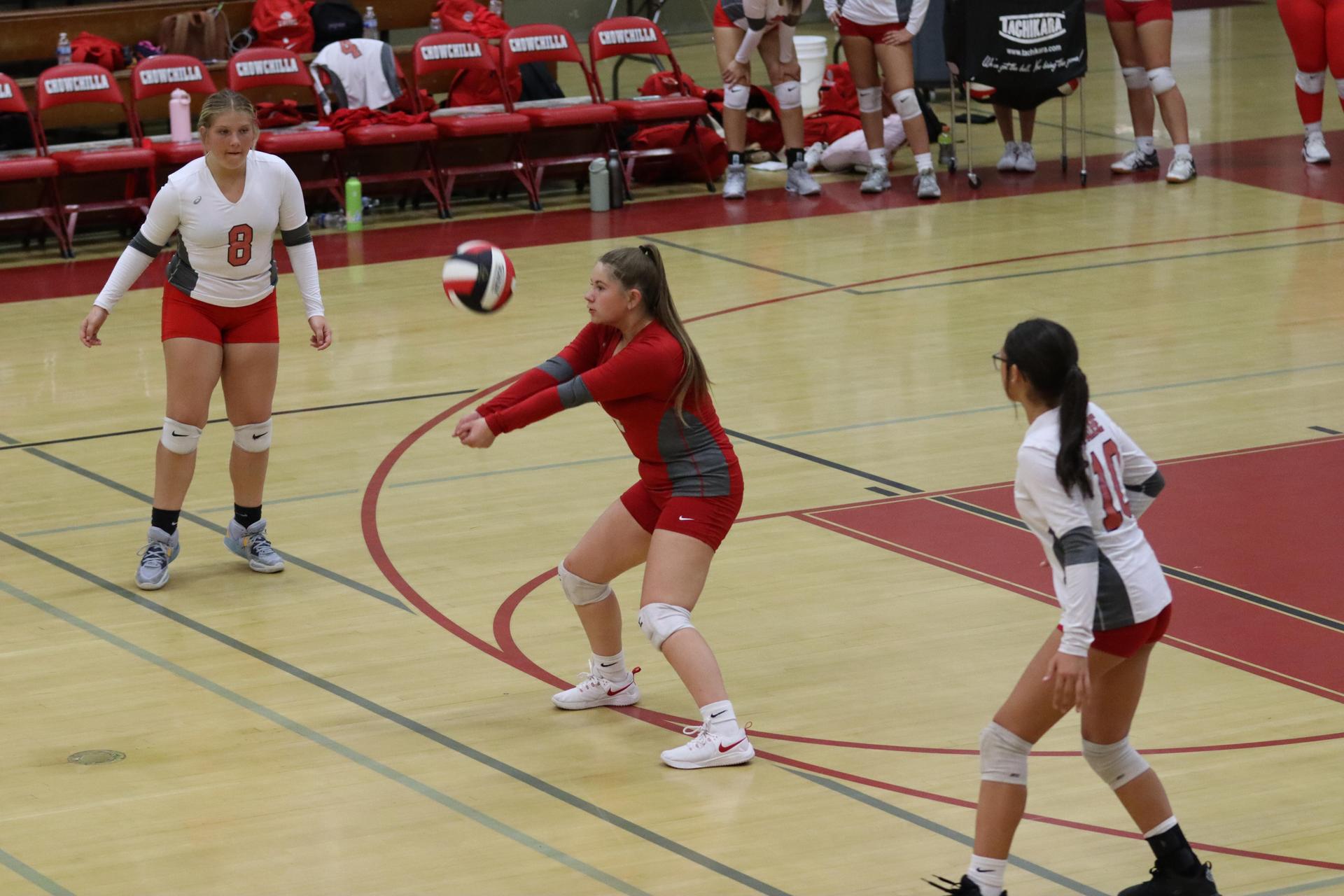 junior varsity girls playing volleyball against Liberty