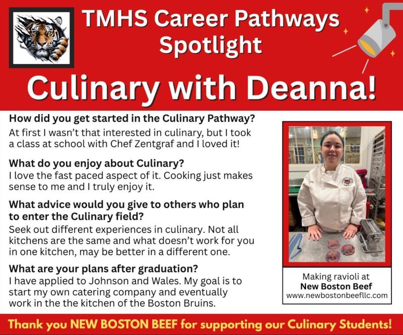 TMHS Career Pathway Spotlight - Culinary with Deanna!