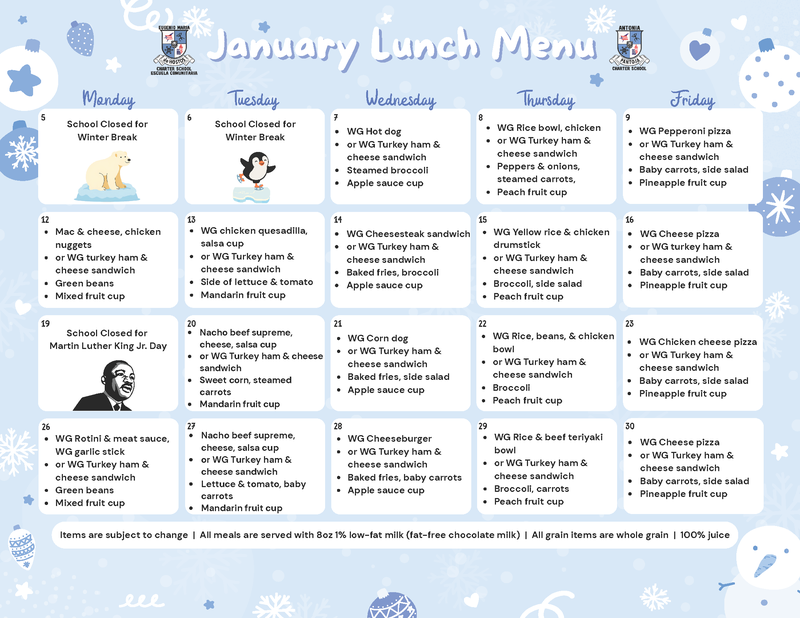 January Lunch Menu