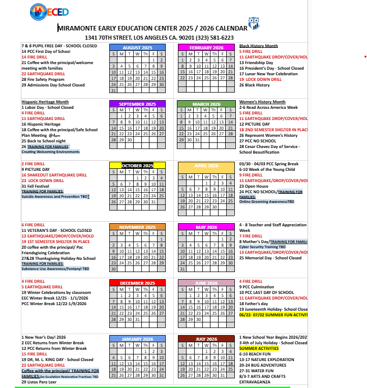 Parent Calendar
