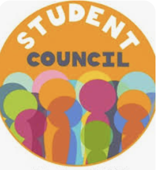 Circular orange sticker displaying silhouettes of children and the words "Student Council"