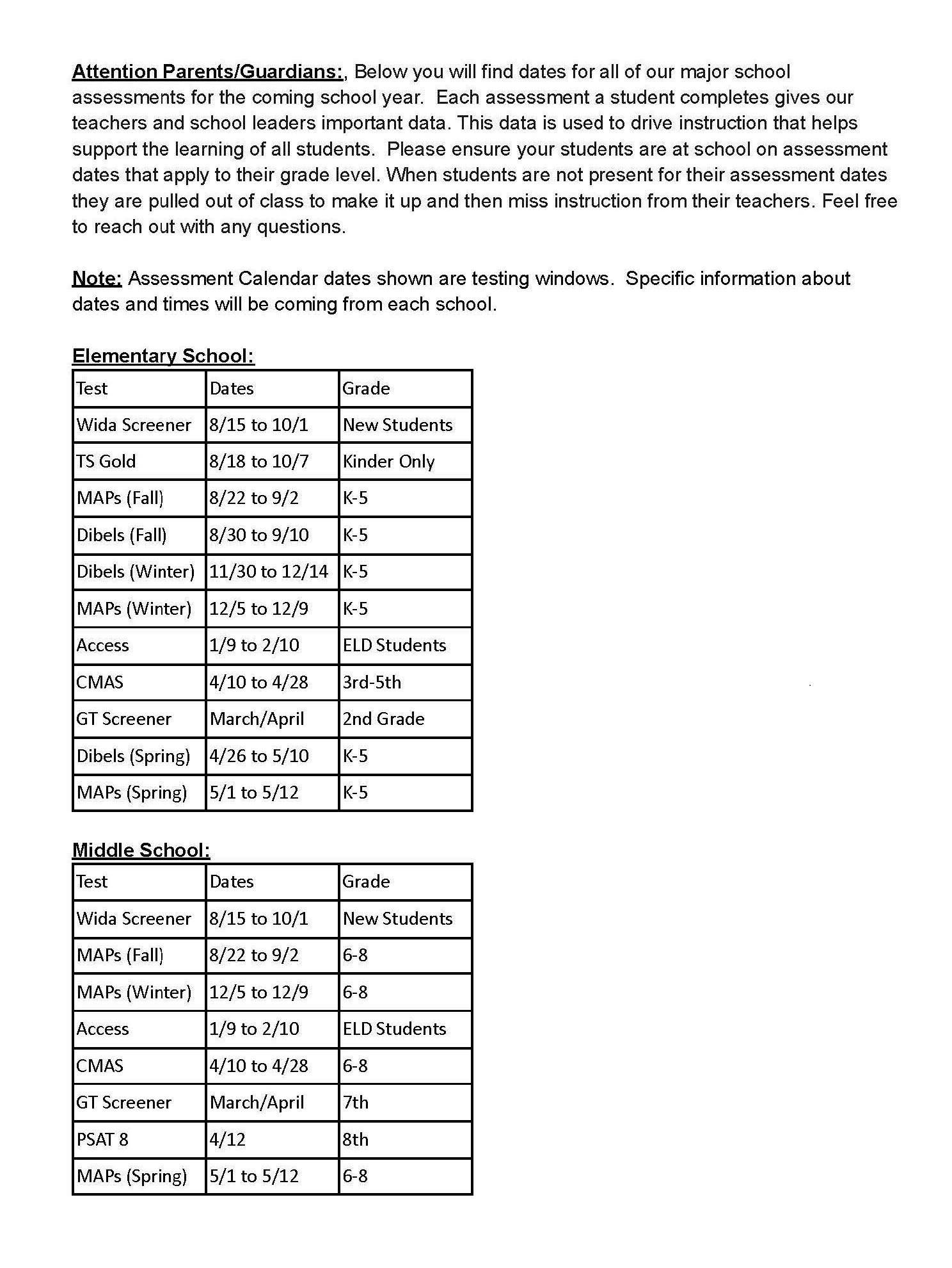 Home Assessment Pinnacle Charter School
