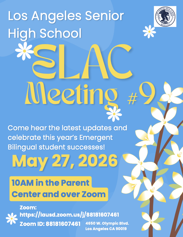 ELAC MEETING #9 05-27-2026 10:00AM @ Parent Center and Zoom Featured Photo