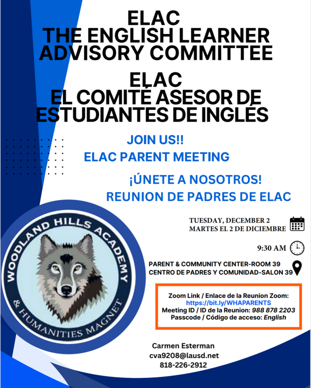 ELAC Meeting - Tuesday, December 2, 2025 - 9:30 AM Featured Photo