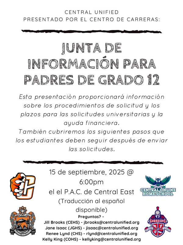 Spanish flyer Sr. Parent Meeting