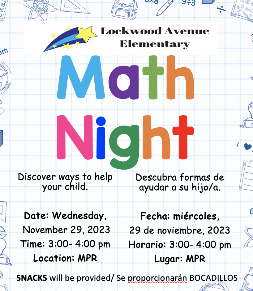 Math Night 11/29/2023 Lockwood Avenue Elementary