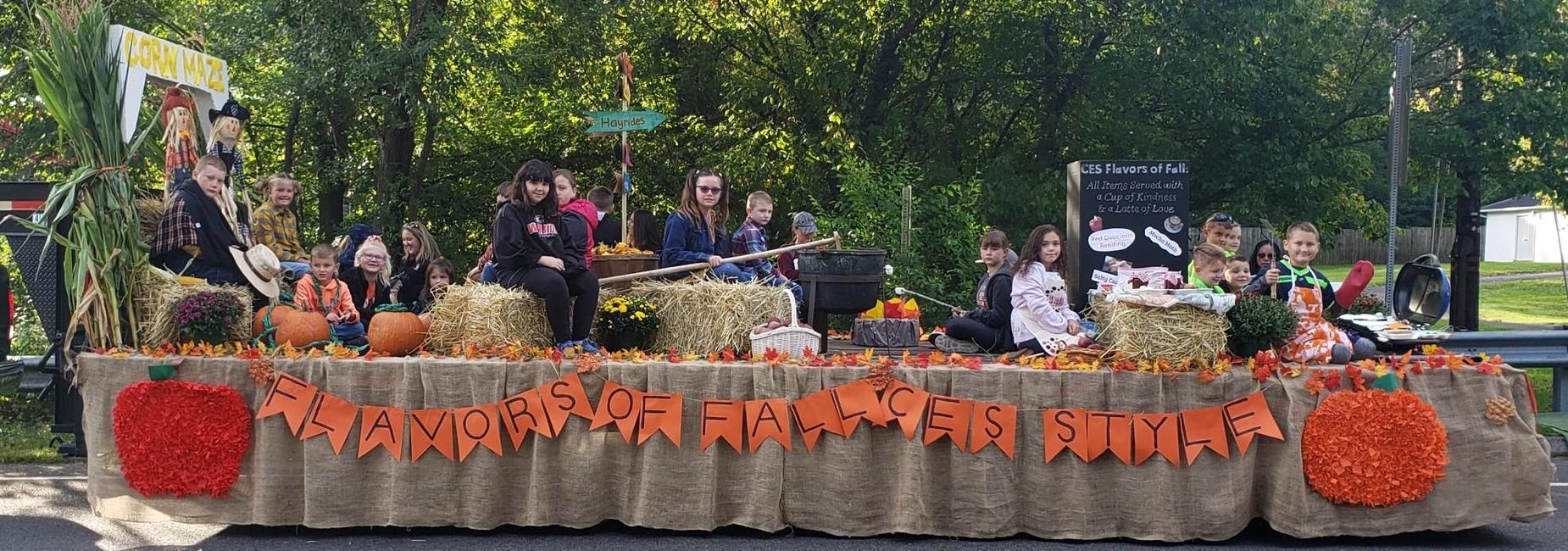 image of students on Apple Festival float