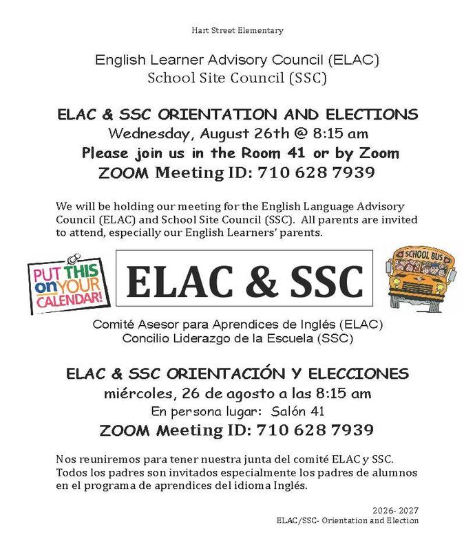 ELAC & SSC ORIENTATION AND ELECTIONS