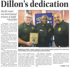 Sheriff Bryant “Wally” Jones Creates New Award in Honor of Longtime Bailiff Mr. Percy Dillon